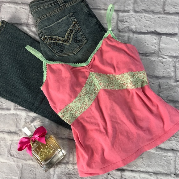 Moda International Tops - NWOT Pink/Green Moda Cami Top from Victoria’s Secret | Sz Small